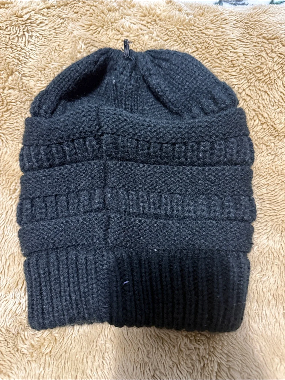 C.C Kids Black Ribbed Knit Beanie Hat